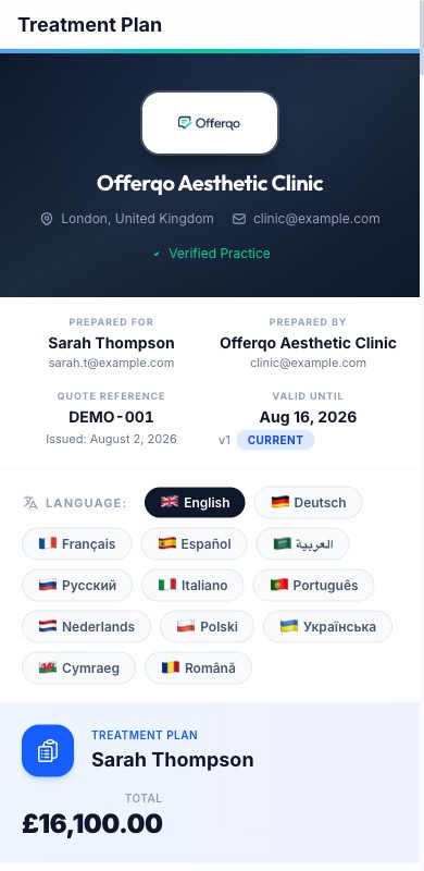 Aesthetic quote demo — patient view
