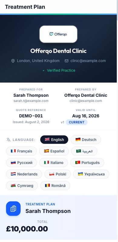 Dental quote demo — patient view